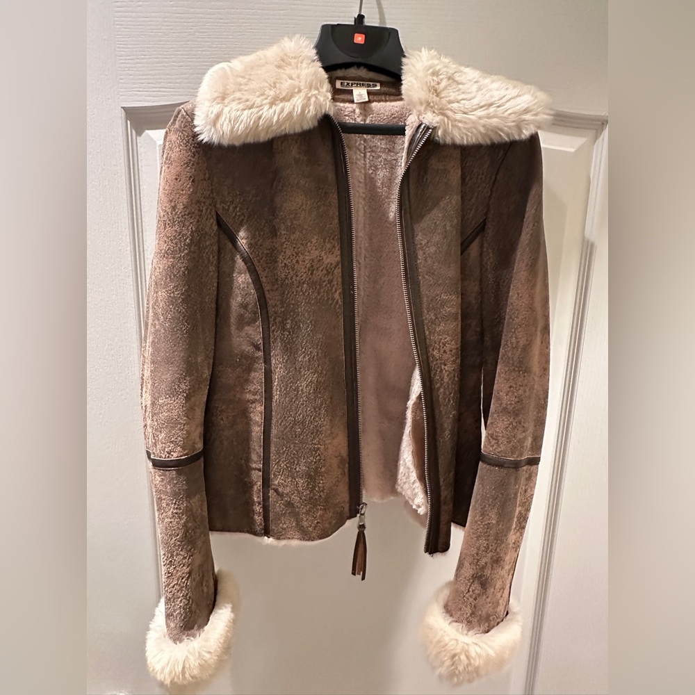 Vintage Express Women's Brown Leather & Shearling Jacket
